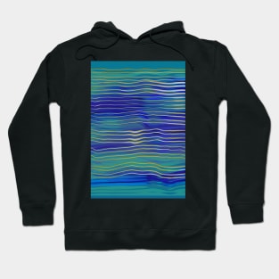 Waves - Stripes And Lines Blue And Teal Hoodie